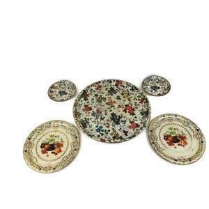 VINTAGE SET OF 5 DAHER DECORATED WARE METAL TRAYS BOHO WALL HANGINGS